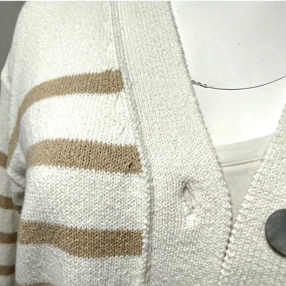 Rails Geneva Cardigan Sweater Sand Stripe Relaxed Size XS Cool Jade Cotton Blend - Picture 5 of 16